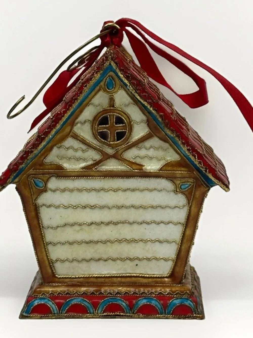 🎄 Vintage 2000 Dillard’s Cloisonne Birdhouse Star Christmas Ornaments Boxed Set